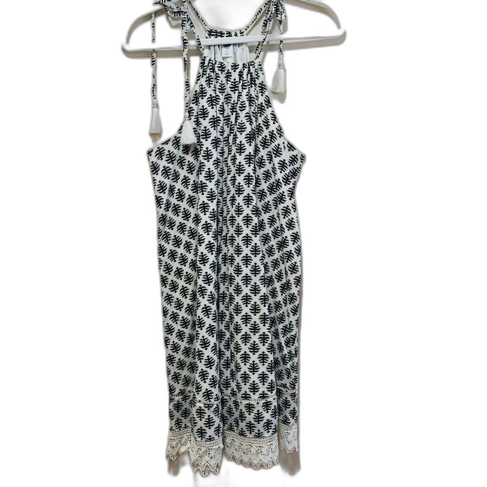 Old Navy Black and White Strappy Tie Shoulder mini dress size large
